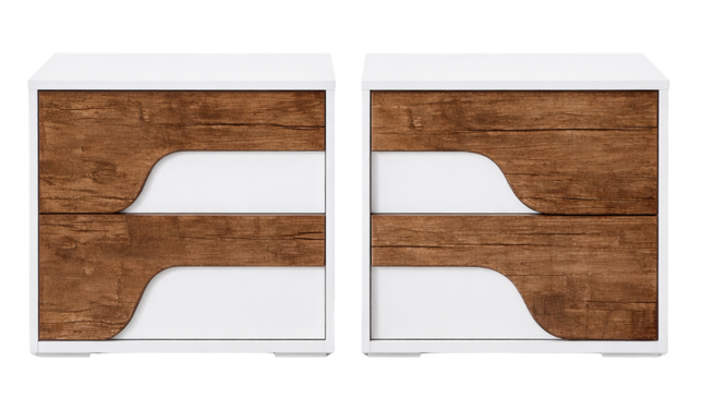 Mesa de Noche con Diseño Curvo (2 Gavetas)