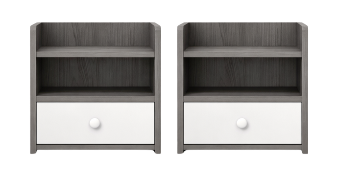 Mesa de Noche Bicolor con Estante Superior (1 Gaveta)
