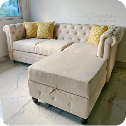 Sofa Chesterfield + ottoman 